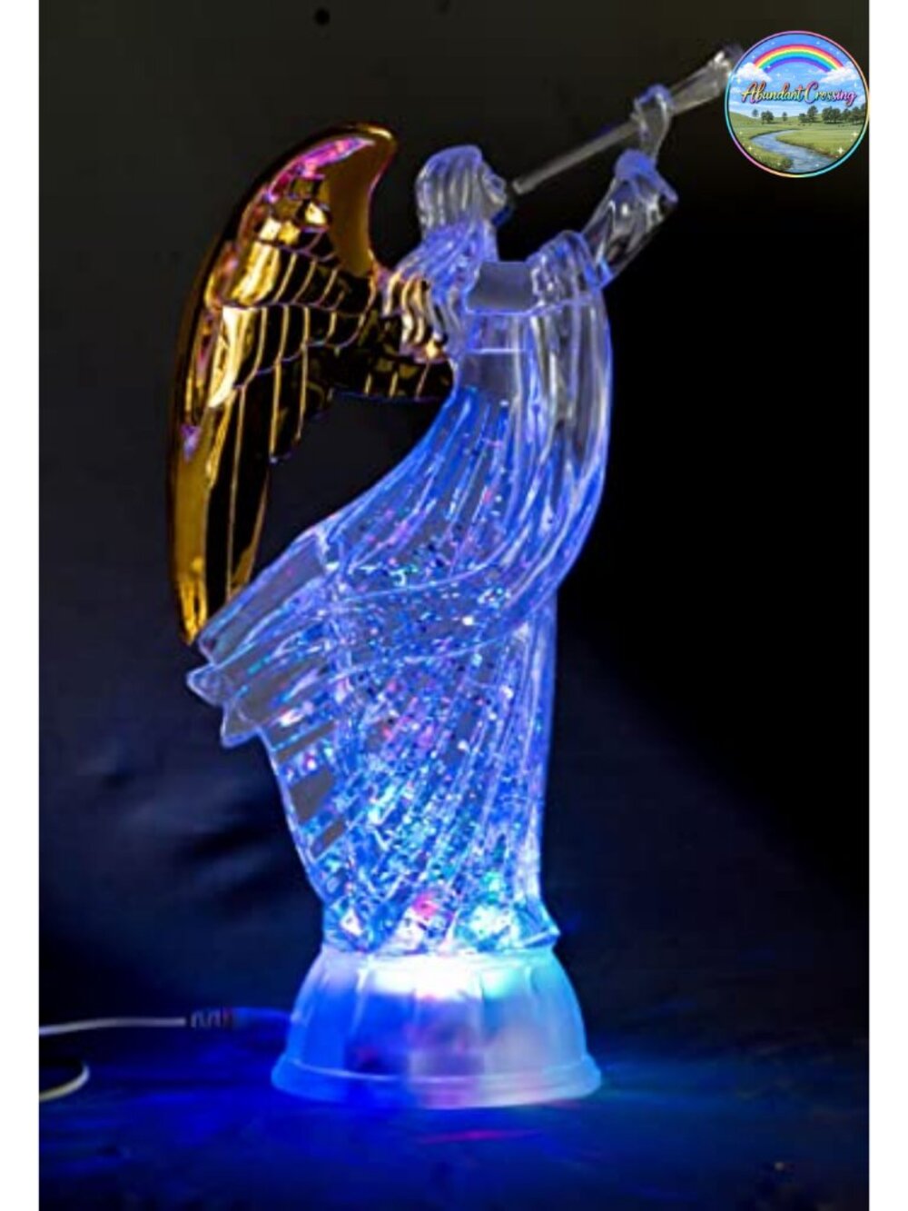 LED Light Up Angel Trumpet Statue 12'' Acrylic Figurine Christmas Decor